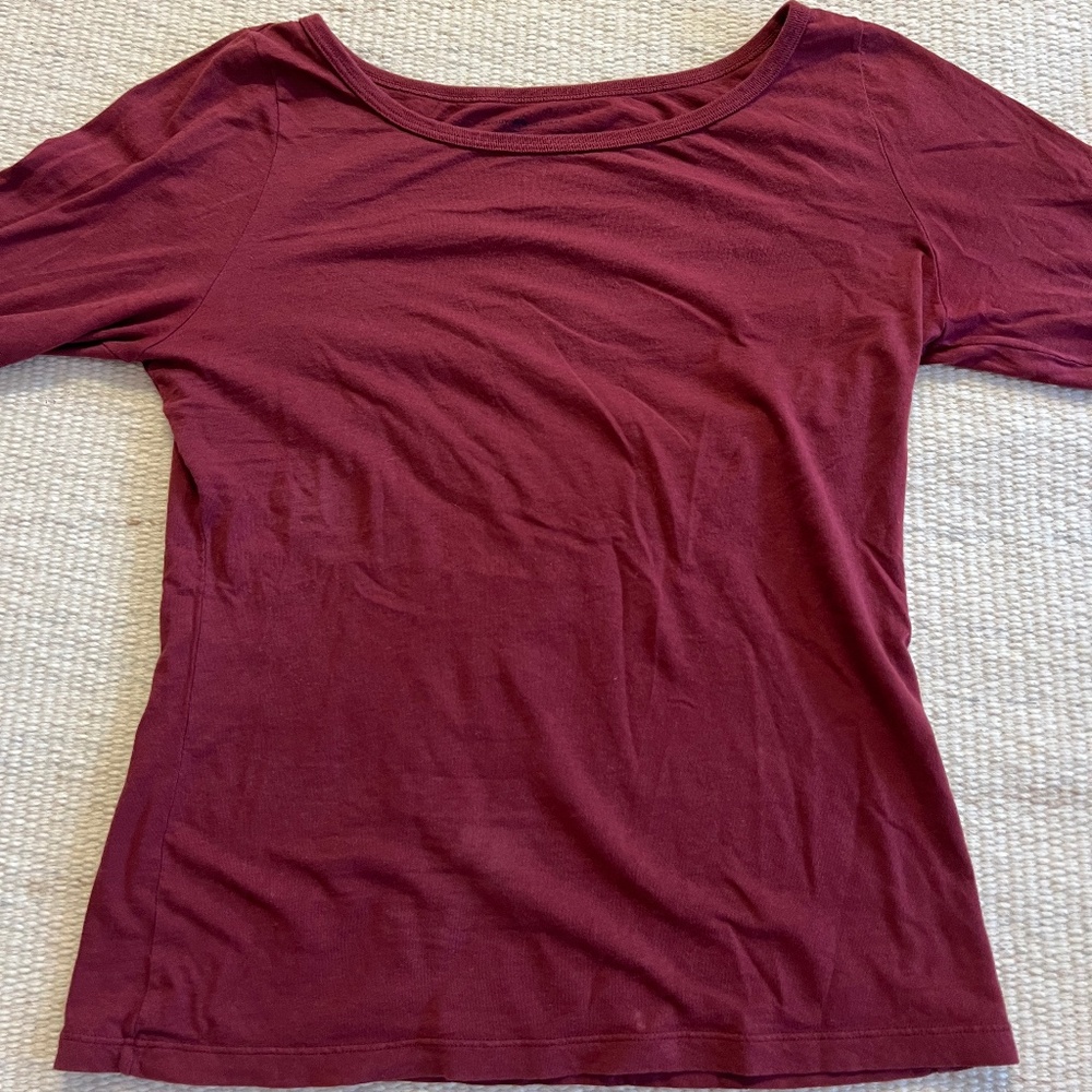Brandy Melville 3/4 Sleeve Burgundy top